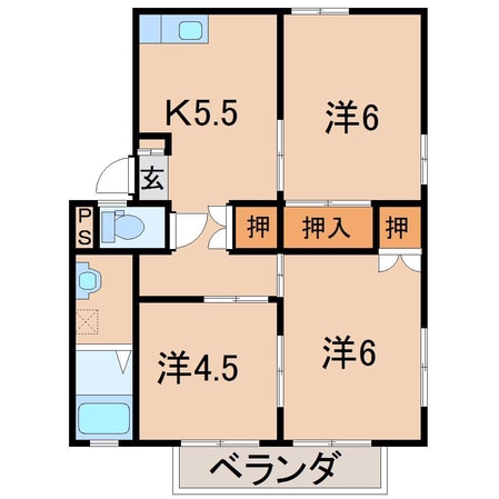 ヒルハイツ弁天山B棟の物件間取画像